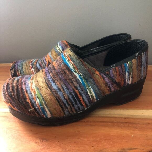 Dansko Multi-Color Knitted Yarn Covered Clogs (40) - Picture 2 of 10
